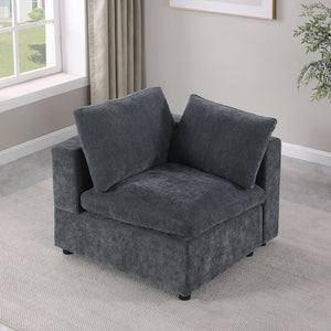English Elm Corner Corner Seat Module for Modular Sectional Sofa – Chenille Grey, Reconfigurable U/L/Sleeper, Solid Wood Frame, 350 lb Capacity W1123P178265