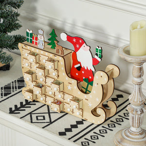 English Elm Homcom Reusable Wooden Christmas Advent Calendar With 24 Drawers For Holiday Treats & Joyful Surprises W2225P249695
