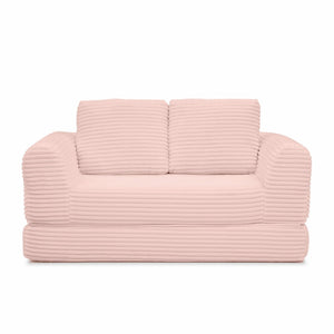 English Elm 2-in-1 Corduroy Futon Loveseat Sleeper Modular Floor Couch for Studio Living Rooms Pink W1117P415717