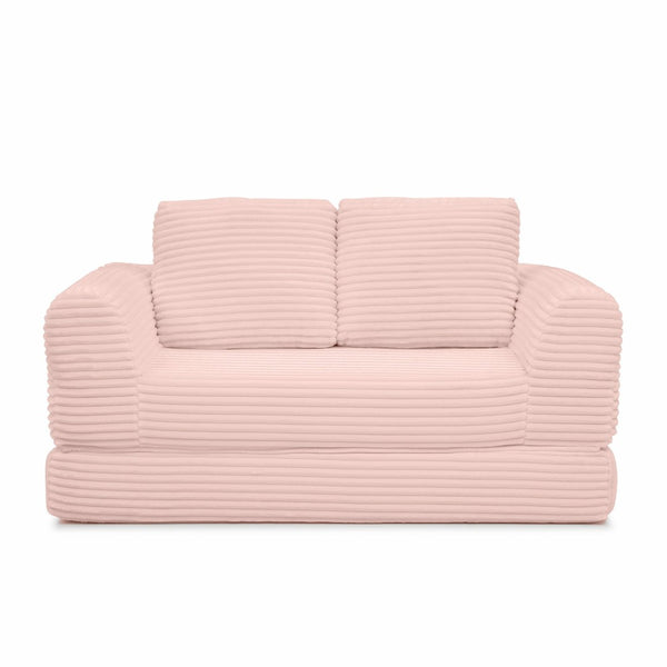 English Elm 2-in-1 Corduroy Futon Loveseat Sleeper Modular Floor Couch for Studio Living Rooms Pink W1117P415717