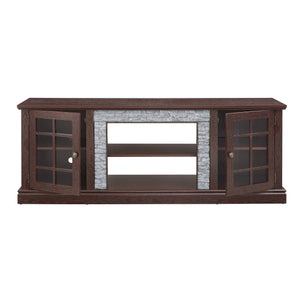 English Elm 70" Modern TV Stand with Faux Stone Top, Spacious 2-Door Media Console with Cable Management and Adjustable Shelves, Vintage Metal Handles, Durable MDF Construction for Living Room Entertainment (Fits up to 75") Cherry W2275P342689