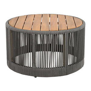 English Elm Christopher Knight Home® - Rustic Industrial table set with woven rope accents, acacia wood & iron frame for durable style Grey,Teak N770P298632G_N770P298633G