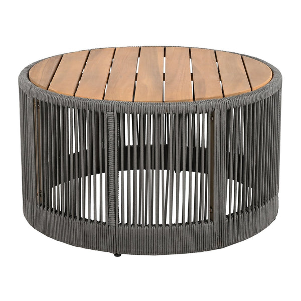 English Elm Christopher Knight Home® - Rustic Industrial table set with woven rope accents, acacia wood & iron frame for durable style Grey,Teak N770P298632G_N770P298633G