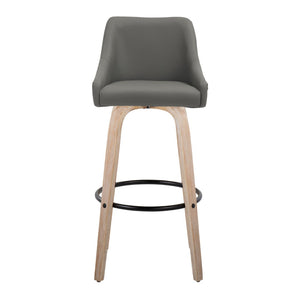 English Elm Adjustable Swivel Barstools Mid-century Walnut Faux Leather Kitchen Counter Set of 2 Dark Grey B202S01921