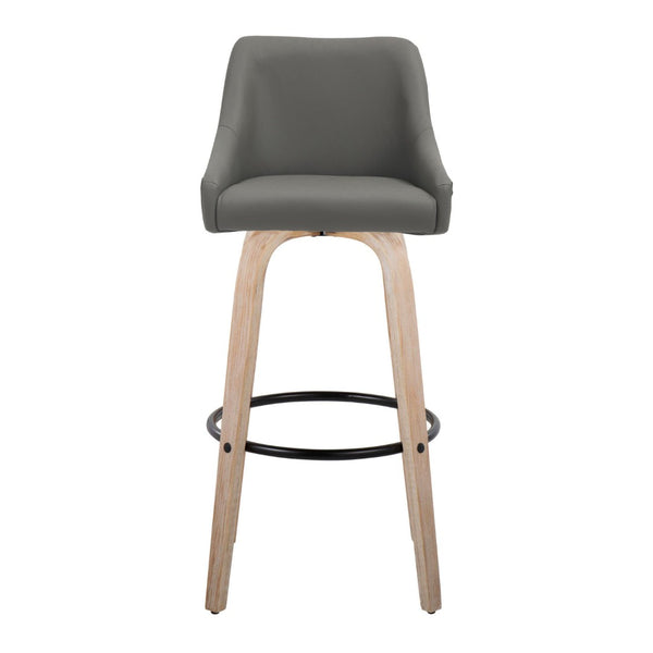 English Elm Adjustable Swivel Barstools Mid-century Walnut Faux Leather Kitchen Counter Set of 2 Dark Grey B202S01921