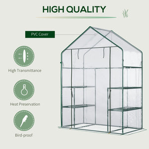 English Elm Outsunny Mini Walk-In Greenhouse Kit - Portable 3-Tier Shelves, Roll-Up Door, Weather-Resistant Cover W2225P174454-GIGA
