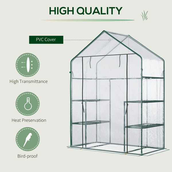 English Elm Outsunny Mini Walk-In Greenhouse Kit - Portable 3-Tier Shelves, Roll-Up Door, Weather-Resistant Cover W2225P174454-GIGA