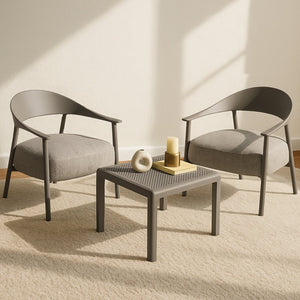 English Elm Modern 2-Piece Accent Chair Set with Coffee Table — Plush Cushions, Sturdy Iron Frame, Compact Chic Design Warm Grey W3450P323348