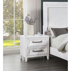 English Elm Avril Distressed White 2-Drawer Nightstand with Stepped Drawer Design, Rustic Chic Bedside Storage B062P299829
