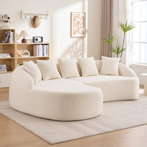 English Elm New Chenille L-shaped Sectional Curved Chaise Modular Sofa for Modern Living Spaces W2231S00053