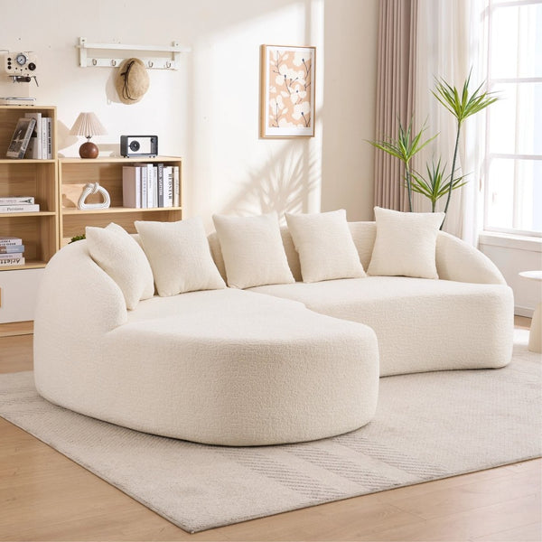 English Elm New Chenille L-shaped Sectional Curved Chaise Modular Sofa for Modern Living Spaces W2231S00053