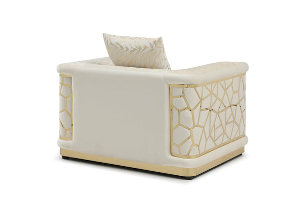 English Elm Talia Art Deco Accent Chair Hardwood Frame Structured Back Geometric Living Room Ivory B078P301558