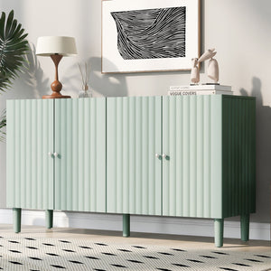 English Elm U_STYLE Four-Door Sideboard with Wavy Panel Doors, Cylindrical Wood Legs, Sleek Metal Handles, 67" länge Light Green N711P186790C