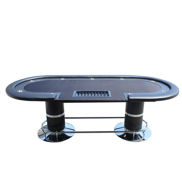 English Elm Ino Design 96 Inch Oval Poker Table with Waterproof Felt Cup Holders and Chip Tray W2748S00068