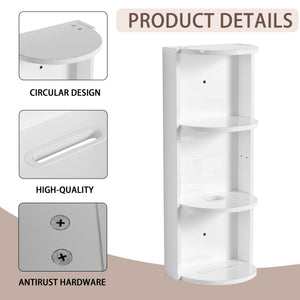 English Elm 12" Bathroom Wall-Mounted Storage Rack with Three-Tier Floating Shelves, Durable Scratch-Resistant Plywood Organizing Solution Glossy White W999P277165