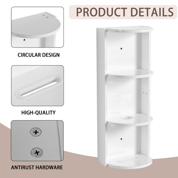 English Elm Soft Close Wall Mounted Bathroom Vanity with Ceramic Vessel Sink and Storage Rack W999S00489