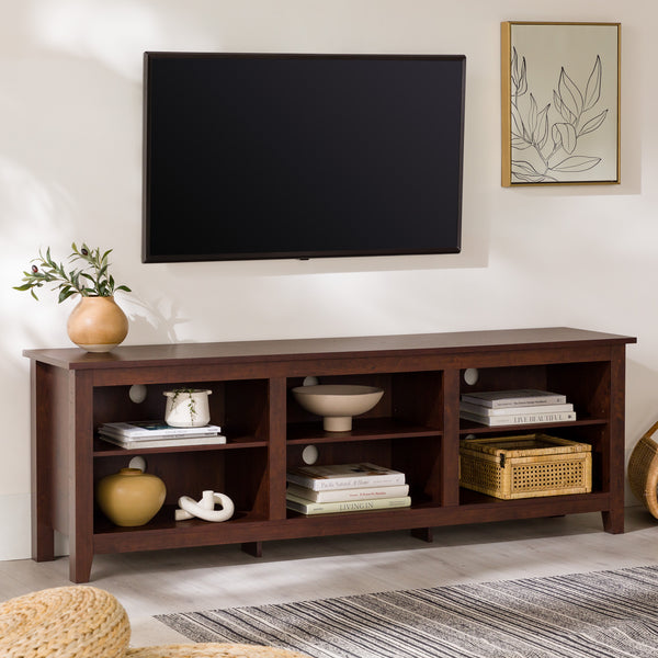 English Elm Walker Edison - Modern 3-Shelf Transitional TV Stand 70" for 80" TVs—Warp-Resistant MDF, 250lb Support, Cord Management Brown 76 L x 22 W x 6 H B185P169326