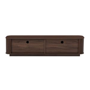 English Elm 70-inch Media Console with Sliding Groove Doors Solid Pine Legs and Cable Management N710P427898P
