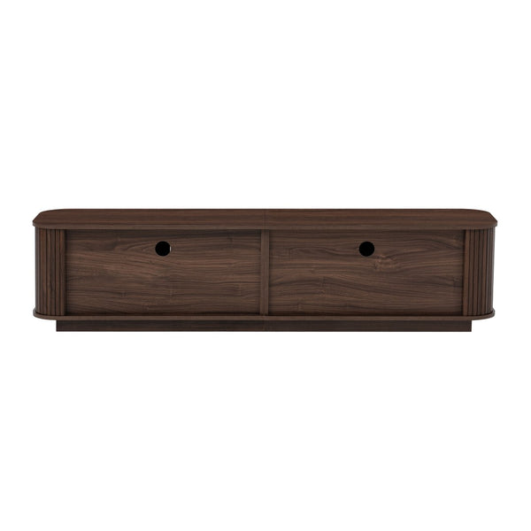 English Elm 70-inch Media Console with Sliding Groove Doors Solid Pine Legs and Cable Management N710P427898P