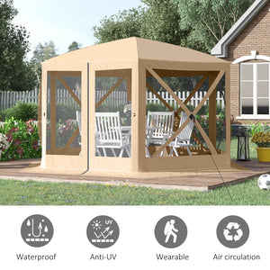 English Elm Outsunny Hexagon Pop up Screen House Gazebo with Mesh Walls Upf 30 Outdoor Shelter W2225P200511