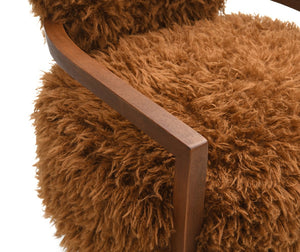 English Elm 1Pc Accent Chair - Cozy Faux Fur Upholstery With Stylish Wooden Arms, Perfect For Modern Living Spaces B2741P401375