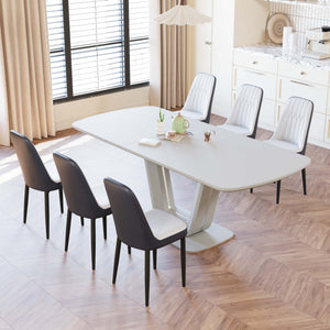 English Elm 62.99-78.74" Expandable Dining Table Set For 2-8 With 6 Padded Chairs – Stylish & Versatile Design! W2189S00717