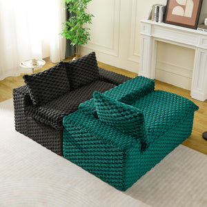 English Elm Luxury Color-Block Turtle Velvet Sofa - Versatile Seating For Modern Living Rooms, Cozy Style & Comfort W3371S00055