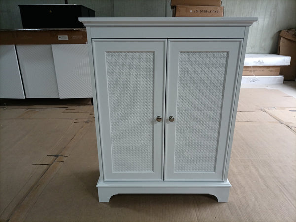 English Elm White rattan two-door storage cabinet with adjustable shelf, medieval-modern buffet for living room, kitchen, bath W1706P280678