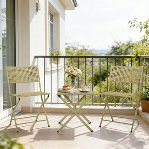 English Elm Patio Folding Bistro Set with E-coated Steel Frame for Balcony Garden Outdoor Dining Light Green T5880P492160