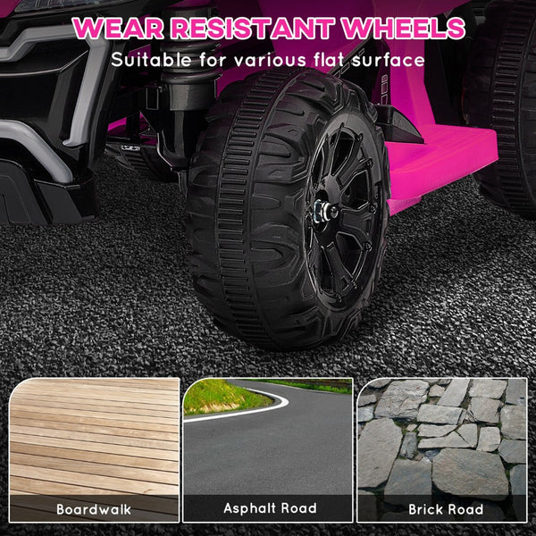 English Elm Qaba 6v Battery Powered Kids Atv Ride on Four Wheeler with Music Ages 2 to 6 Pink W2225P249798