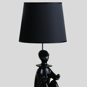 English Elm 21.25" Black Clown Phone Holder Resin Table Lamp with Drum Shade, USB-Free Corded Accent Light, UL B072116321