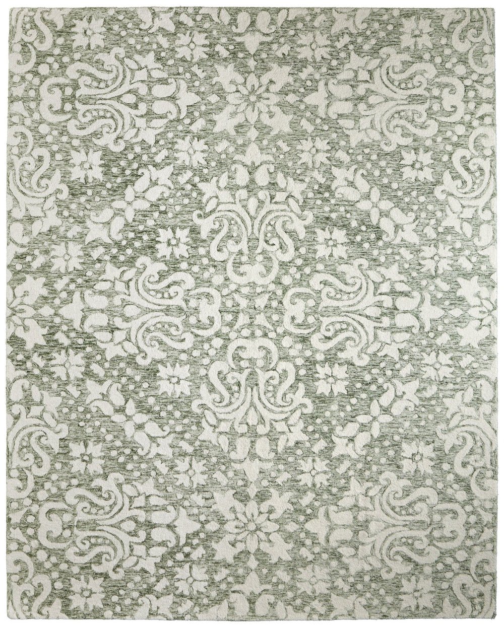 Feizy Rugs Belfort Hand-tufted Wool Rug In Classic Colors - Elegant Floral & Geometric Designs For Timeless Style Ivory,Green Wool 8698a28fgrn000f00