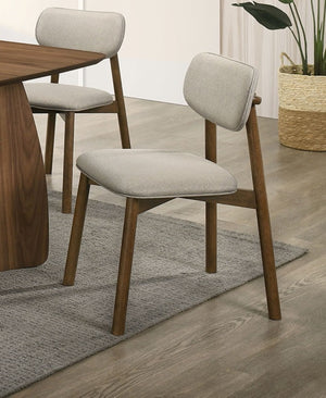 English Elm Mid-Century Upholstered Side Chair Pair with Rubberwood Frame, Curved Backrest and Cozy Seat Cushioning Beige,Walnut 33 L x 30 W x 8 H B2741P406142