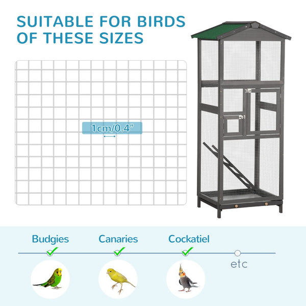 English Elm Pawhut Outdoor Fir Wood Aviary Tall Bird Habitat with Uv Protection and Pull Tray W2225P173757