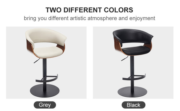 English Elm Faux Leather Swivel Barstool Hardwood Frame Contoured Back for Kitchen or Home Bar Grey W2195P414780