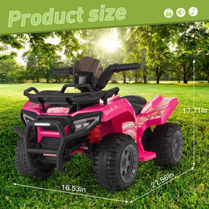English Elm 6v Kids Electric Ride-on Atv Toddler Quad with Music Horn and Usb Mp3 Input W2181P190017