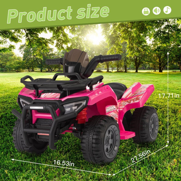 English Elm 6v Kids Electric Ride-on Atv Toddler Quad with Music Horn and Usb Mp3 Input W2181P190017