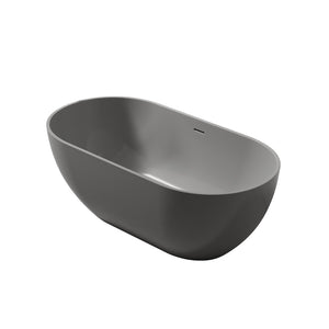 English Elm 59 Inch Freestanding Stone Resin Soaking Tub Sculptural Matte Spa Bath Design T3785P353961