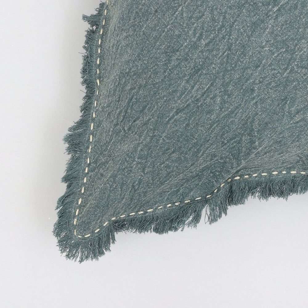 English Elm Stonewashed Linen Throw Pillow - Artisan Handcrafted Edges & Fringe, 22X22" For Cozy Home Decor B346P321244-GIGA
