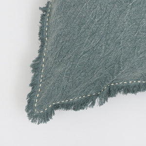 English Elm Stonewashed Linen Throw Pillow - Artisan Handcrafted Edges & Fringe, 22X22" For Cozy Home Decor B346P321244-GIGA