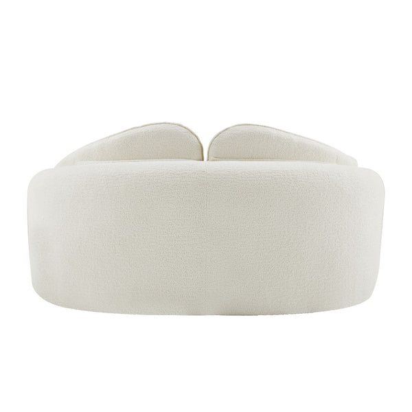 English Elm Curved Two Seat Chenille Sofa Sculptural Wave Design for Studio and Small Living Rooms White W3612P422587