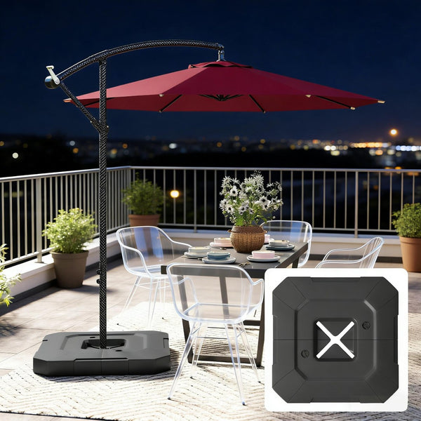 English Elm Cantilever Umbrella Weight Plates Fillable Hdpe Ballast for Outdoor Cross Base Stability Black T3971P454759