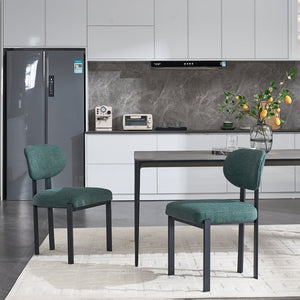 English Elm Modern Boucle Tufted Dining Chairs Set of 2 Mid-century Matte Leg Kitchen Seating Antique Green,Black W3244P296988