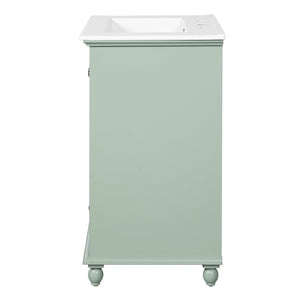 English Elm 24'' French Style Bathroom Vanity with Ceramic Sink Soft Close Cabinet and Drawer Green N710P411227F