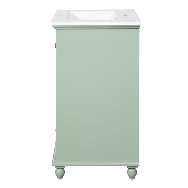 English Elm 24'' French Style Bathroom Vanity with Ceramic Sink Soft Close Cabinet and Drawer Green N710P411227F