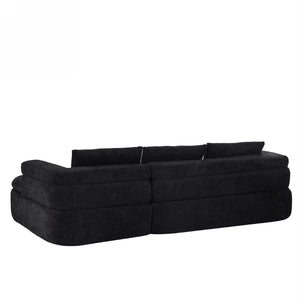 English Elm 106" L-shaped Sectional Sofa Modular Chaise Lounge Neutral Fabric Living Room Black N771P396321H_N771P396322H