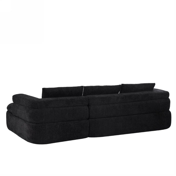 English Elm 106" L-shaped Sectional Sofa Modular Chaise Lounge Neutral Fabric Living Room Black N771P396321H_N771P396322H