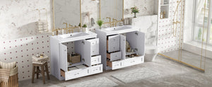 English Elm 72-inch Shaker Double Bathroom Vanity White Mdf Soft Close Drawers Resin Basin N729P000029K