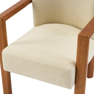 English Elm Christopher Knight Home® - Upholstered Modern Fabric Armchair with Walnut Rubber Wood Frame, Wide Seat & Supportive Arms, KD Assembly Beige,Walnut N768P305170W