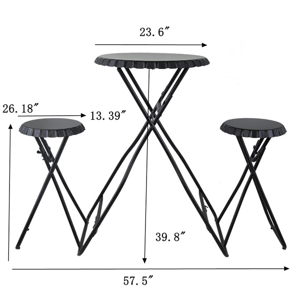 English Elm 57.5x23.6x39.8" Black Stowable Side Table and Two Seats - Industrial 3-Tier Display, Space-Saving Seating Solution W2078P282277